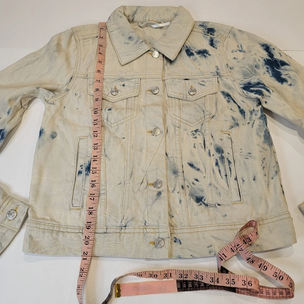 Free People Rumors Acid Wash Tie Dye Denim Trucker Jacket Size Small NWT!